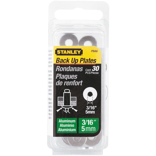 STANLEY Stanley PBA6 Aluminum Rivet Back Up Plates 3/16 in (30 Pack)