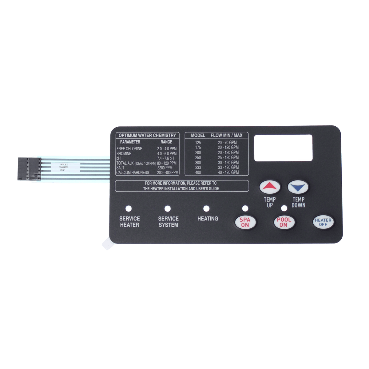 Pentair 472610Z Switch Membrane Pad Replacement MasterTemp Pool and Spa Heater Electrical System