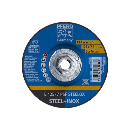 Pferd 61008 5 x 1/4 Grinding Wheel, 5/8-11 Thd. - PSF STEELOX - Type 27