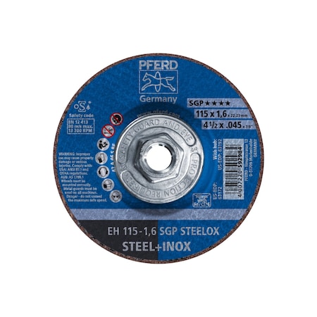 Pferd 63192 4-1/2 x .045 Cut-Off Wheel 5/8-11 Thd. SGP STEELOX Type 27