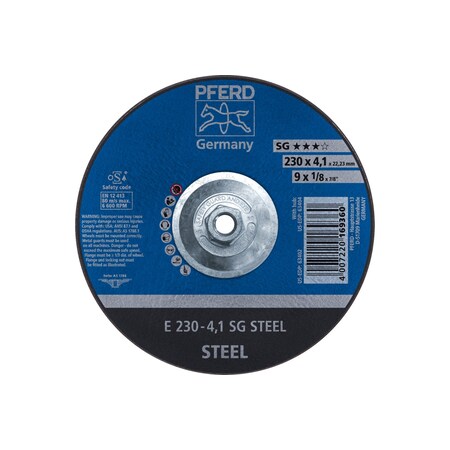 Pferd 63404 9 x 1/8 Grinding Wheel, 5/8-11 Thd. - SG Steel - Type 27