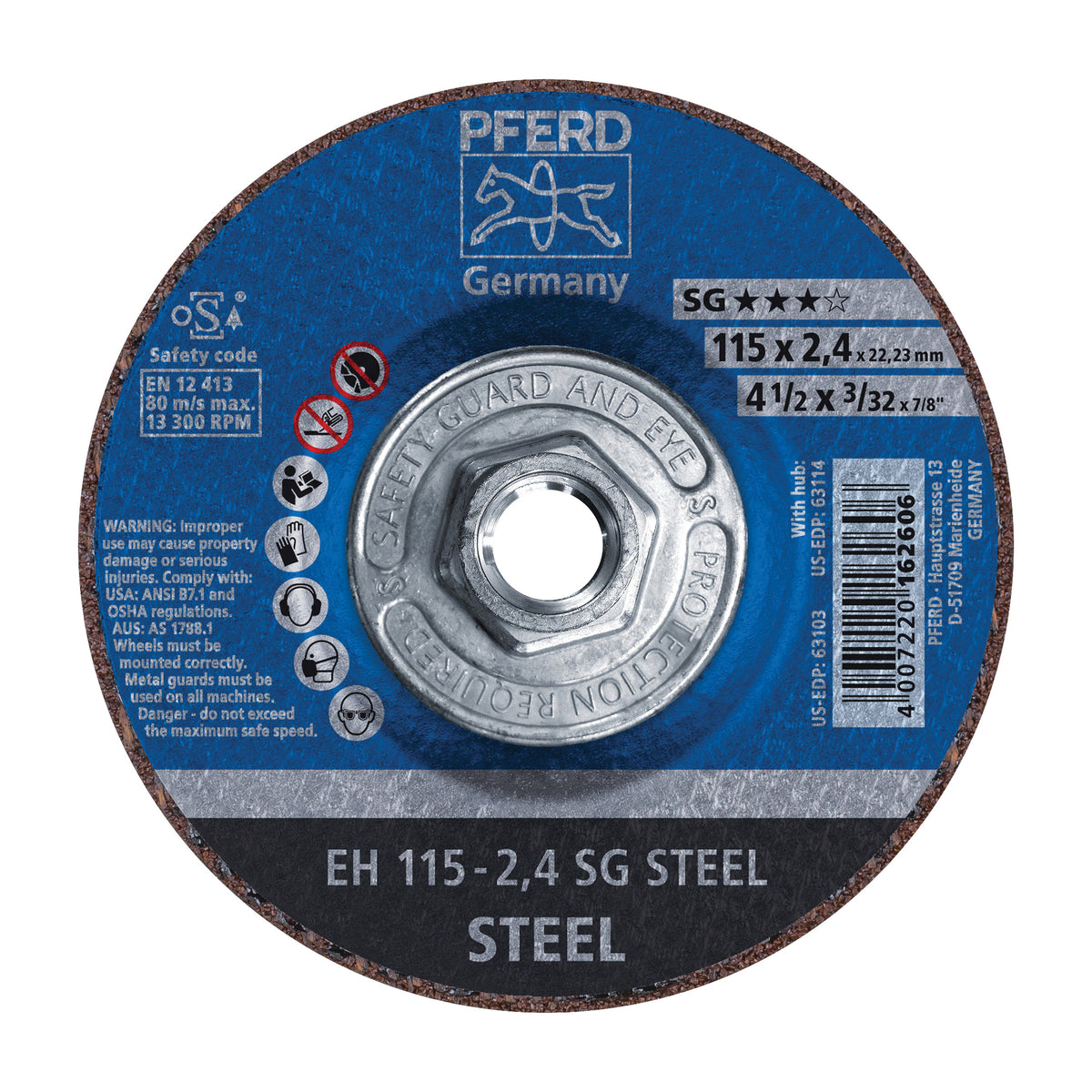 Pferd 63114 Cut-Off Wheel 4-1/2 in x 3/32 in Aluminum Oxide 46 Grit