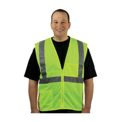 PIP 302-0702Z-LY/L Hi-Vis Yellow Zipper 2 Pockets Large Vests