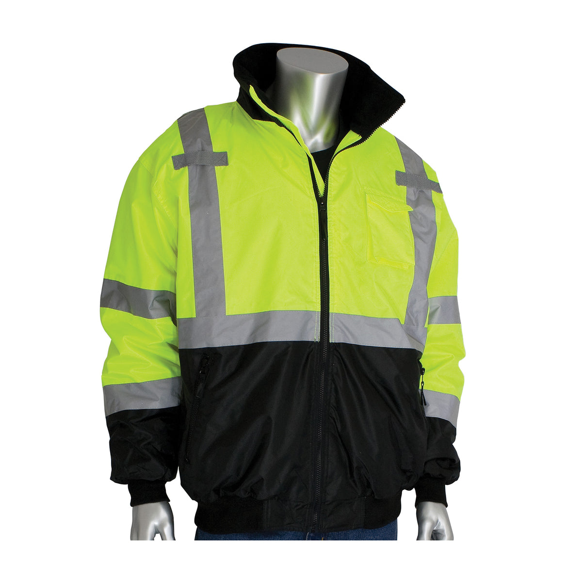 PIP 333-1766-LY/M Bomber Jacket Hi-Viz Lime Yellow Polyester 54 inch Chest