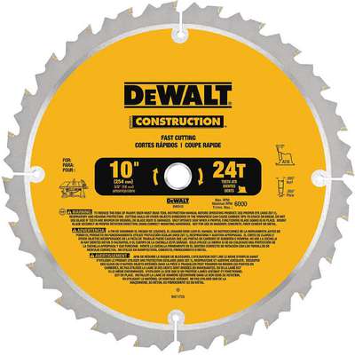 Dewalt DW3112 Toothed Circular Saw Blade 10 in Diameter 24 Teeth