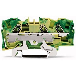 WAGO 2006-1307 3-conductor Ground Terminal Block, 800 VAC, 6 mm2, Green-yellow