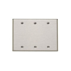 Leviton 84033-40 3-Gang No Device Blank Wall Plate Standard Size Stainless Steel