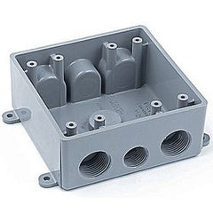 Thomas & Betts E382DE 2-Gang Rectangular Weatherproof T-box With Seven Threaded Holes