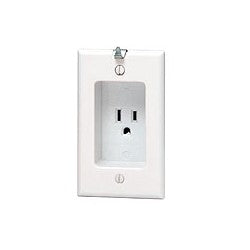 Leviton 688-W 15 Amp, 125 Volt, 1 Gang Recessed Single Receptacle, White