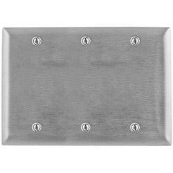 Hubbell SS33 Wallplate, Blank, Standard, 3-Gang, Box Mount