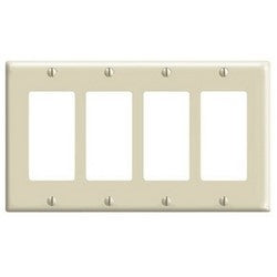 Leviton 80412-W 4-Gang Decora Wallplate Standard Size Thermoset White