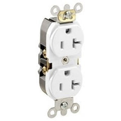 Leviton 5362-SW Heavy Duty Straight Blade Duplex Receptacle 125 VAC 20 A 2 Poles 3 Wires