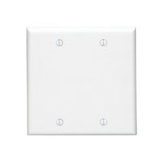 Leviton 88025 2-Gang No Device Blank Wallplate Standard Size Thermoset White