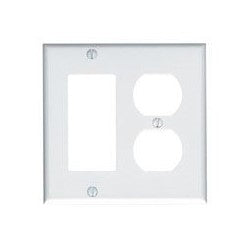 Leviton 84455-40 2-Gang 1-Duplex 1-Decora/GFCI Device Standard Size 302 Stainless Steel Combination Wallplate