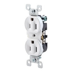 Leviton 5320-ICP 15 Amp, 125 Volt, Duplex Receptacle, Residential Grade, Grounding, Quickwire Push-In & Side Wired - Ivory