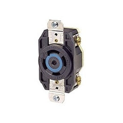 Leviton 2810 30 Amp 120/208 Volt- 3PY Flush Mounting Locking Receptacle Industrial Grade Grounding V-0-Max Black