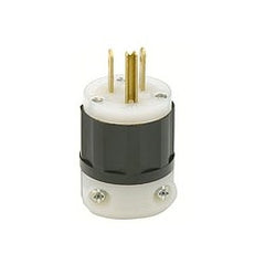 Leviton 5266-C Straight Blade Plug, Grounding, 125 VAC, 15 Amp, 2 Poles, 3 Wires, Black/White