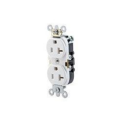 Leviton 5362-SW Heavy Duty Straight Blade Duplex Receptacle 125 VAC 20 A 2 Poles 3 Wires