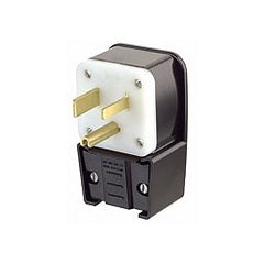 Leviton 9650-P Plug 50A 250V Straight Blade Angled Black