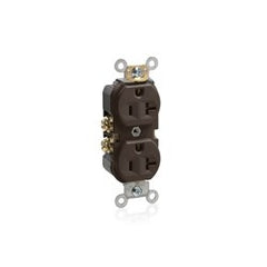 Leviton BR20 20 Amp 125 Volt NEMA 5-20R 2-Pole 3 Wire Straight Blade Commercial Grade Brown Narrow Body Duplex Receptacle