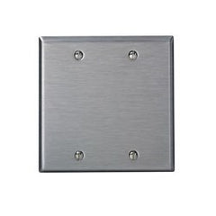 Leviton 84025-40 2-Gang Blank Wall Plate Standard Size Non-Magnetic Stainless Steel