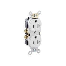 Leviton CR20-W Straight Blade Receptacle, Duplex, 125 VAC, 20 Amp, 2 Poles, 3 Wires