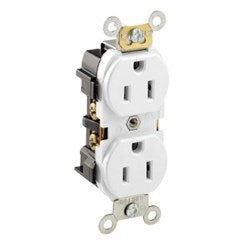 Leviton 5252-W Heavy Duty Straight Blade Duplex Receptacle 125 VAC 15 Amp NEMA 5-15R