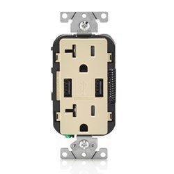 Leviton T5832-I Combination Duplex Receptacle and USB Charger 20 Amp 125 Volt