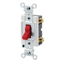 Leviton 1221-SR Toggle Switch 20 Amp 120/277 Volt Heavy Duty Spec Grade Grounding Red