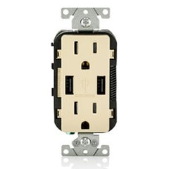 Leviton T5632-I Combination Duplex Receptacle and USB Charger 15A 125V