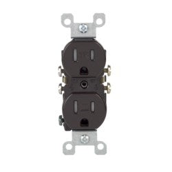 Leviton T5320 15 Amp, 125 Volt, Tamper Resistant, Duplex Receptacle, Residential Grade, Grounding, Brown