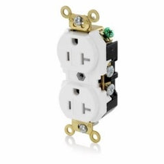 Leviton 5362-SGW 2P/3W Nema 5-20R Tamper Resistant Duplex Receptacle, Flat Face, Fed-spec, Self-ground, Back And Side Wired - White