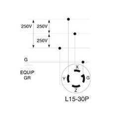 Leviton 2721 30 Amp 250 Volt 3-phase NEMA L15-30P 3P 4W Locking Plug Industrial Grade