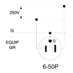 Leviton 9650-P Plug 50A 250V Straight Blade Angled Black