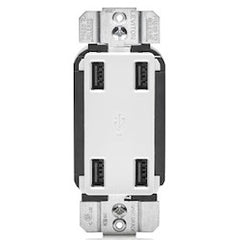 Leviton USB4P-W 4-Port USB Device - 4.2A 25W 125V