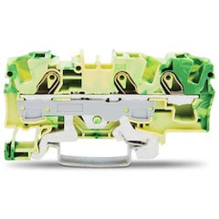 WAGO 2006-1307 3-Conductor Ground Terminal Block, 800 VAC, 6 mm², Green-Yellow