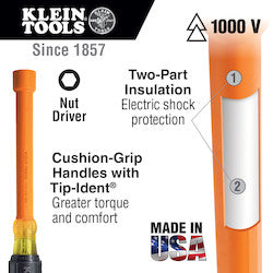 Klein 646-5/16-INS 5/16-Inch Insulated Nut Driver with 6-Inch Shank