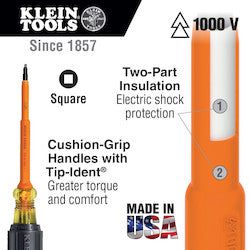 Klein 662-4-INS Insulated Screwdriver #2 Square 4-Inch Shank