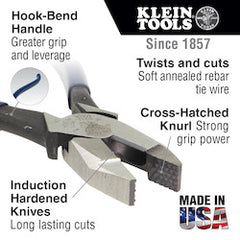 Klein Tools D201-7CST Ironworker's Work Pliers with Spring 9 Inches