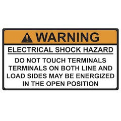 HellermannTyton 596-00497 Solar Label WARNING ELECTRICAL SHOCK HAZARD 3.75 x 2 Vinyl Label 50/roll