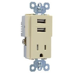 Pass & Seymour TM8USBICC6 USB Charger 125 Volt 15 Ampere 1.31 Width x 1.6 Depth x 4.18 Height