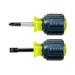 Klein 85071 Screwdriver Set, Stubby Slotted and Phillips, 2-Piece