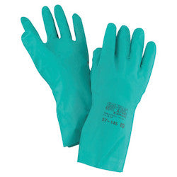 Ansell 37-145-10 Solvex Nitrile Gloves Gauntlet Cuff Unlined 11 Mil Size 10 Green