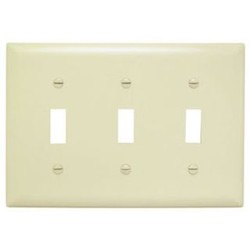 Pass & Seymour TP3I 3Gang Wall Plate, Toggle Switch, Nylon, Standard - Ivory