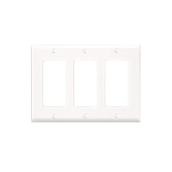 Leviton 80411-W 3-Gang Decora Wallplate, Standard Size, Thermoset, Device Mount - White