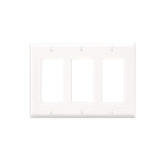 Leviton 80411-W 3-Gang Decora Wallplate, Standard Size, Thermoset, Device Mount - White