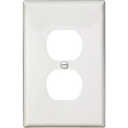 EATON PJ8W Mid-Size Duplex Wallplate, 1-Gang, Polycarbonate, White