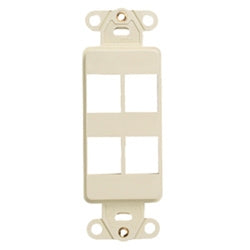 Leviton 41644-T QuickPort Decora Insert, 4 Ports, Flush Mount, Light Almond