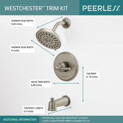 Peerless Faucet PTT14423-BN Westchester Tub/Shower Trim 1L 14S in Brushed Nickel