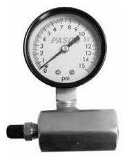 Pasco 1726-10G 3/4 FPT, 2 Dial, 0 to 15 PSI, Air Test Gauge